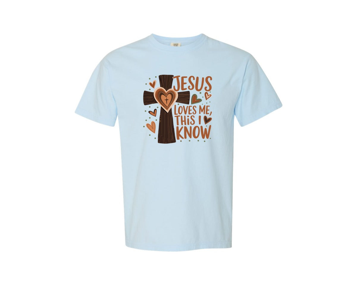 brand:Comfort Colors|color:Chambray|Jesus Loves Me This I Know 4 Graphic T-Shirt