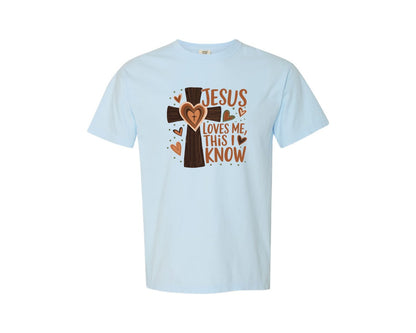 brand:Comfort Colors|color:Chambray|Jesus Loves Me This I Know 4 Graphic T-Shirt