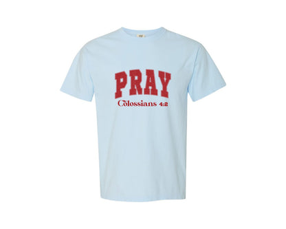 brand:Comfort Colors|color:Chambray|Pray Christian Jesus God Graphic T-Shirt