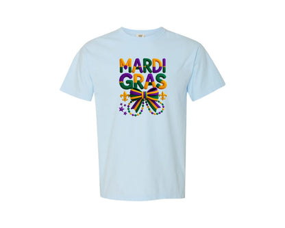 brand:Comfort Colors|color:Chambray|Faux Yran Latch Hook Mardi Gras Graphic T-Shirt