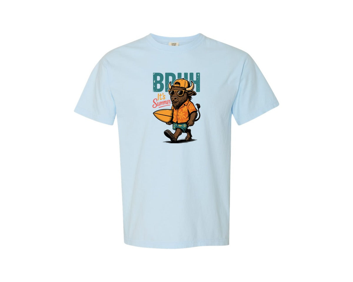 brand:Comfort Colors|color:Chambray|Funny Surf Animal T Shirt Design Graphic T-Shirt