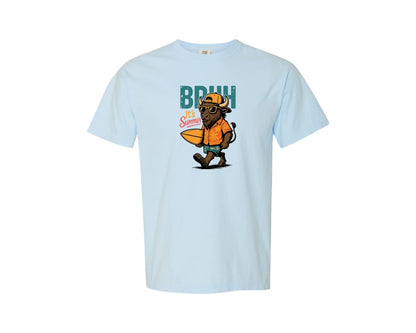 brand:Comfort Colors|color:Chambray|Funny Surf Animal T Shirt Design Graphic T-Shirt