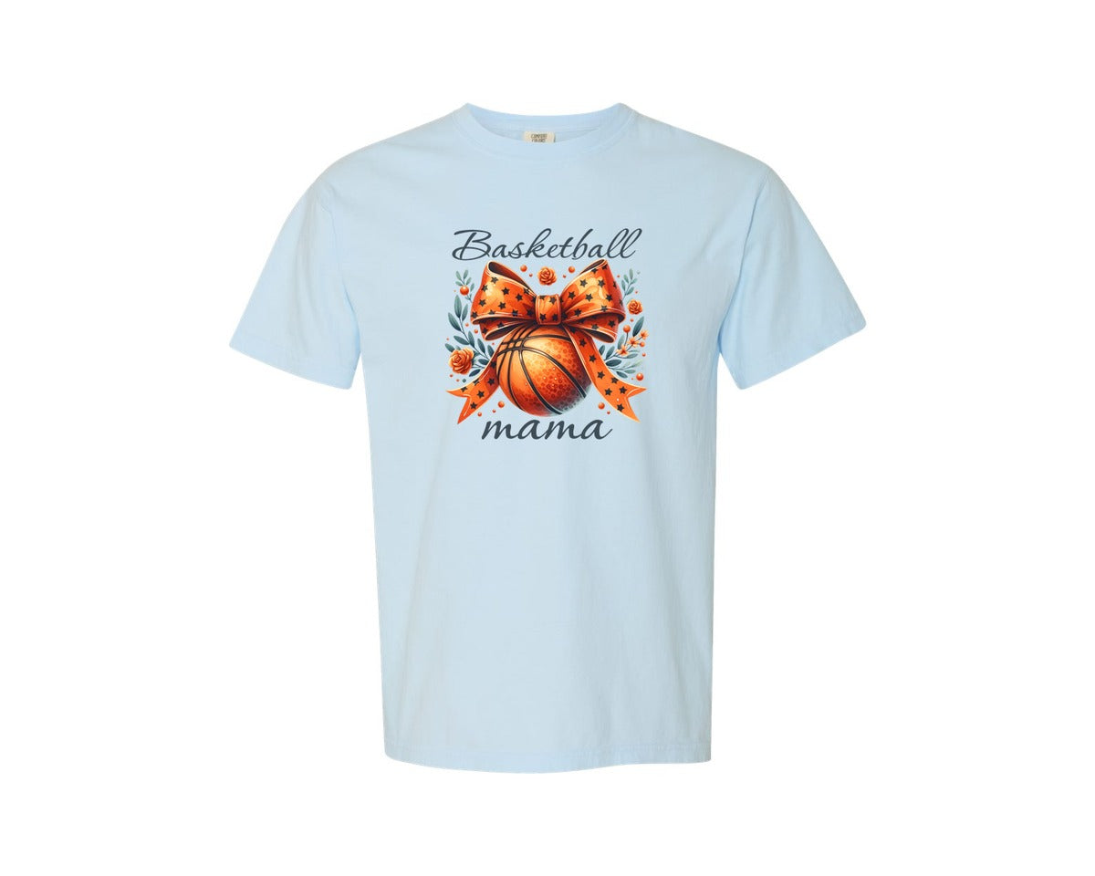 brand:Comfort Colors|color:Chambray|Basketball Mama Orange Mascot Graphic T-Shirt