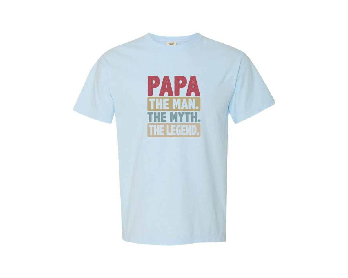 brand:Comfort Colors|color:Chambray|Papa Shirt Father Shirt Graphic T-Shirt