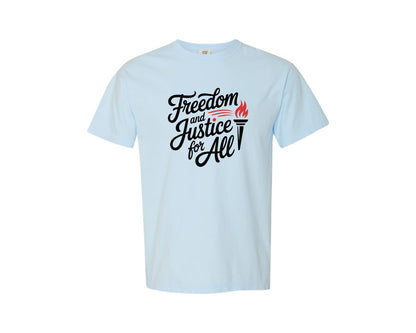 brand:Comfort Colors|color:Chambray|Freedom And Justice All Design Graphic T-Shirt