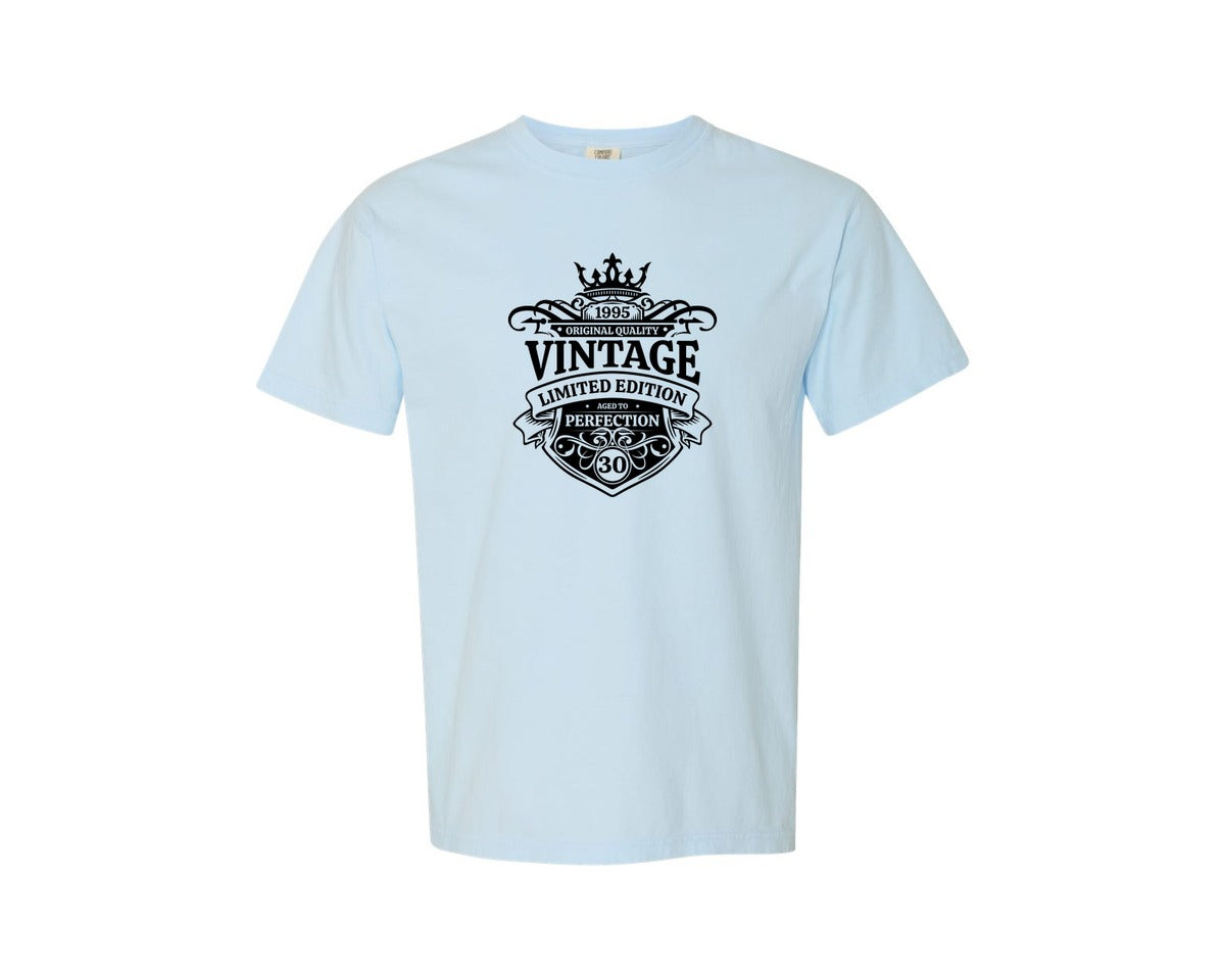 brand:Comfort Colors|color:Chambray|Vintage 1995 Happy 30Th Birthday Graphic T-Shirt