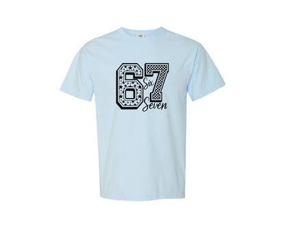 brand:Comfort Colors|color:Chambray|Funny 67 Six Seven Svg6 7 Meme Graphic T-Shirt