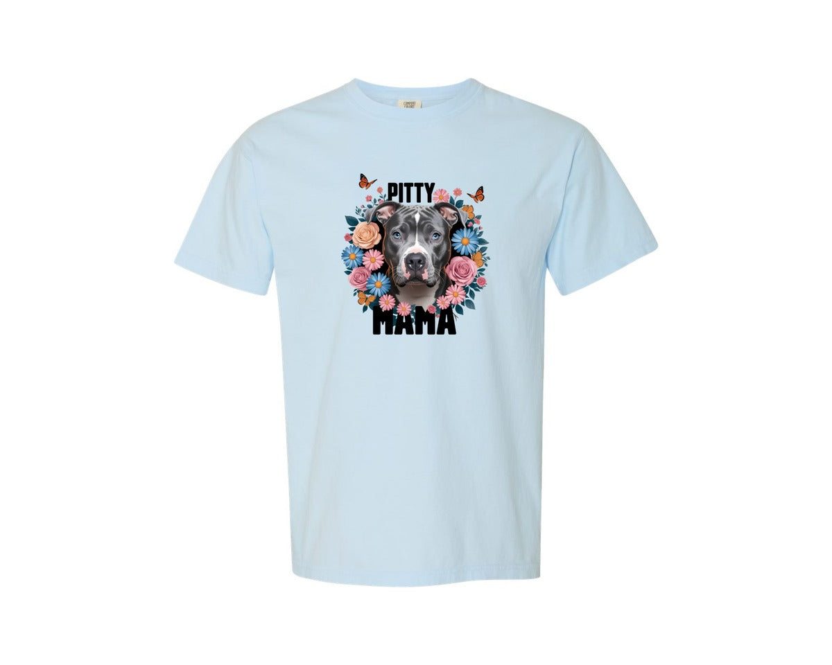 brand:Comfort Colors|color:Chambray|Pitty Mama Cute Pitbull Dog 3 Graphic T-Shirt