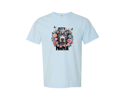 brand:Comfort Colors|color:Chambray|Pitty Mama Cute Pitbull Dog 3 Graphic T-Shirt