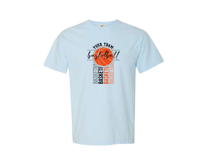 brand:Comfort Colors|color:Chambray|Your Team Basketball Graphic T-Shirt