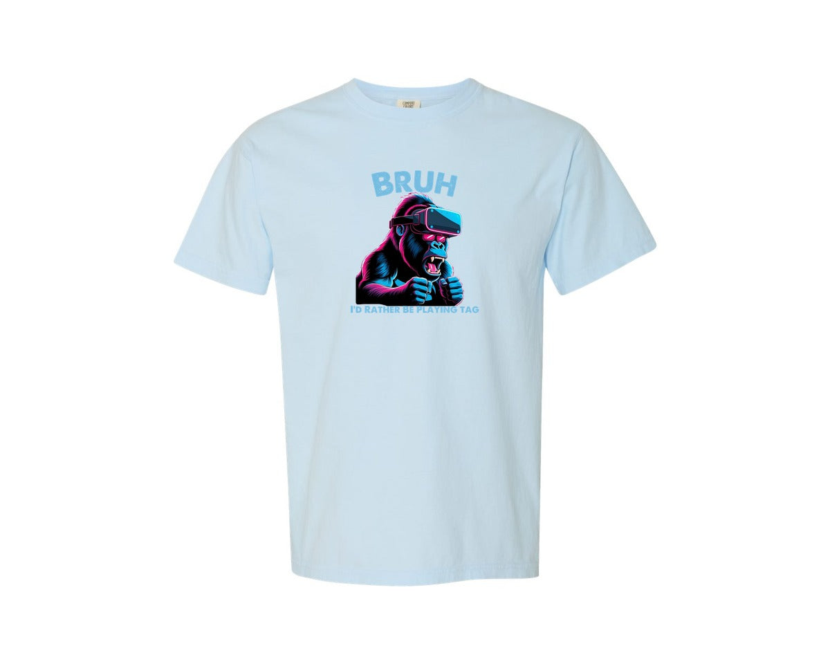 brand:Comfort Colors|color:Chambray|Bruh Id Rather Be Playing Tag T Shirt Graphic T-Shirt