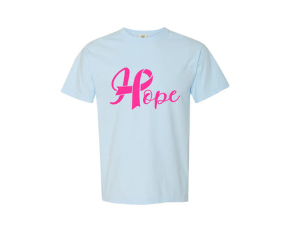 brand:Comfort Colors|color:Chambray|Hope Breast Cancer Awareness Ribbon 2 Graphic T-Shirt
