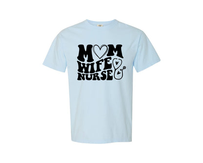 brand:Comfort Colors|color:Chambray|Mom Wife Nurse Wavy Graphic T-Shirt