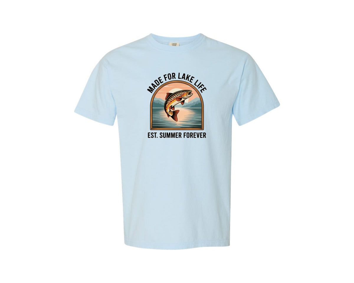 brand:Comfort Colors|color:Chambray|Vintage Fishing Summer T Shirt Design Graphic T-Shirt