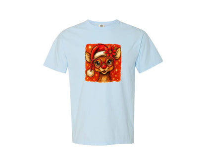 brand:Comfort Colors|color:Chambray|Christmas Reindeer Brushstrokes 4 Graphic T-Shirt