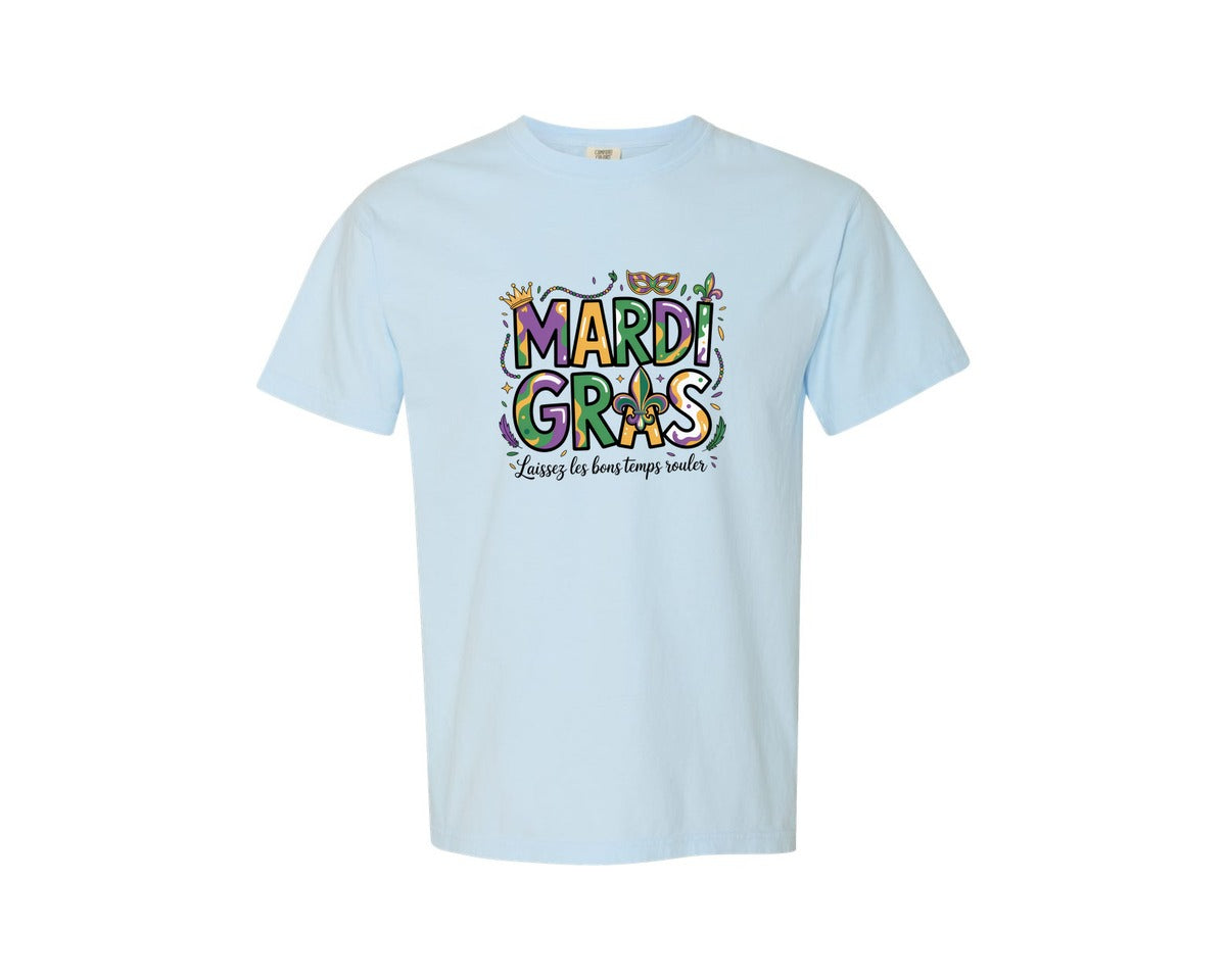 brand:Comfort Colors|color:Chambray|Preppy Mardi Gras Mardi Gras 5 Graphic T-Shirt
