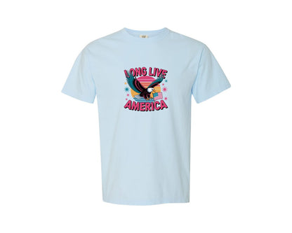 brand:Comfort Colors|color:Chambray|Long Live America Graphic T-Shirt
