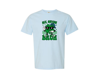 brand:Comfort Colors|color:Chambray|67 Bruh Viral Shamrock Meme Funny Graphic T-Shirt