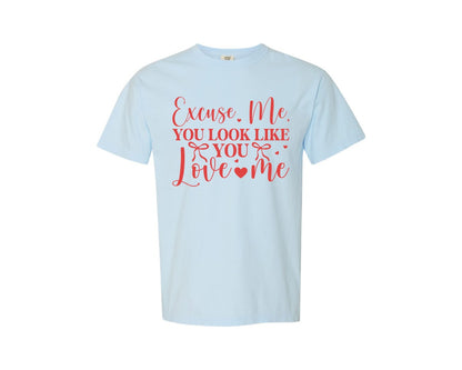 brand:Comfort Colors|color:Chambray|Excuse Me You Look Like You Love Me 2 Graphic T-Shirt