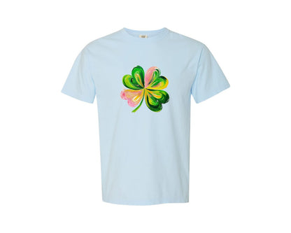 brand:Comfort Colors|color:Chambray|Brushstroke Shamrock Graphic T-Shirt