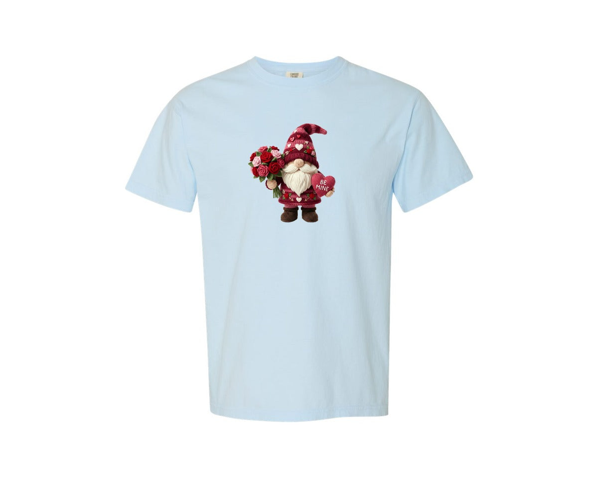 brand:Comfort Colors|color:Chambray|Faux Yarn Knitted Valentine Gnome 2 Graphic T-Shirt
