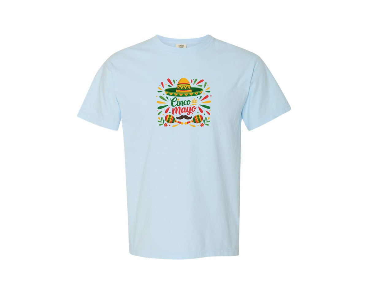 brand:Comfort Colors|color:Chambray|Cinco De Mayo Sombrero Graphic T-Shirt