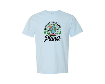 brand:Comfort Colors|color:Chambray|Earth Day Support Your Local Planet 2 Graphic T-Shirt