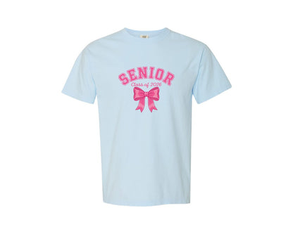 brand:Comfort Colors|color:Chambray|Senior 2026 Pink Bow Graphic Graphic T-Shirt