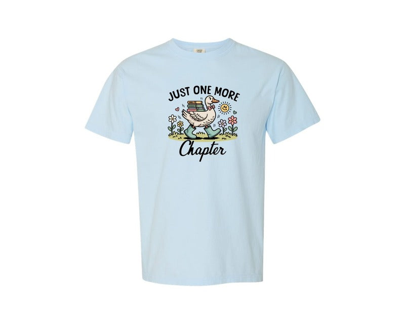 brand:Comfort Colors|color:Chambray|Just One More Chapter Silly Goose Book Graphic T-Shirt