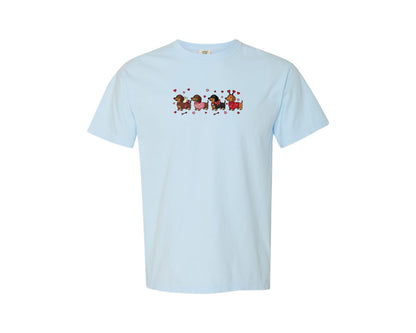 brand:Comfort Colors|color:Chambray|Valentines Dachshund Cute Dog Lover Graphic T-Shirt
