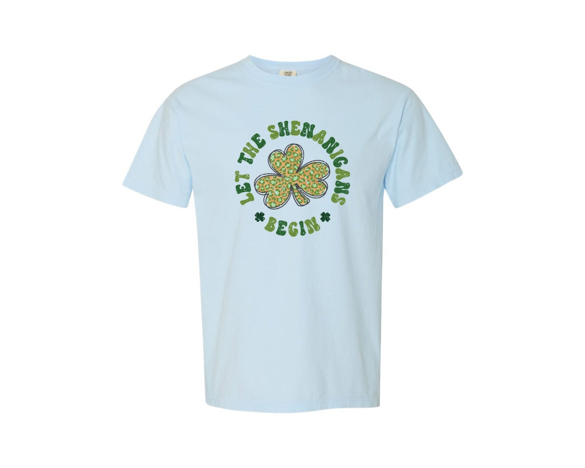 brand:Comfort Colors|color:Chambray|Let The Shenanigans Begin Retro Patrick Graphic T-Shirt