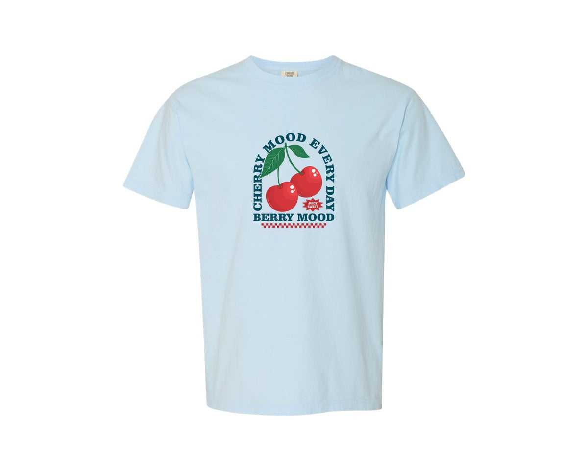 brand:Comfort Colors|color:Chambray|Vintage Cherry Urban Illustratio Design Graphic T-Shirt