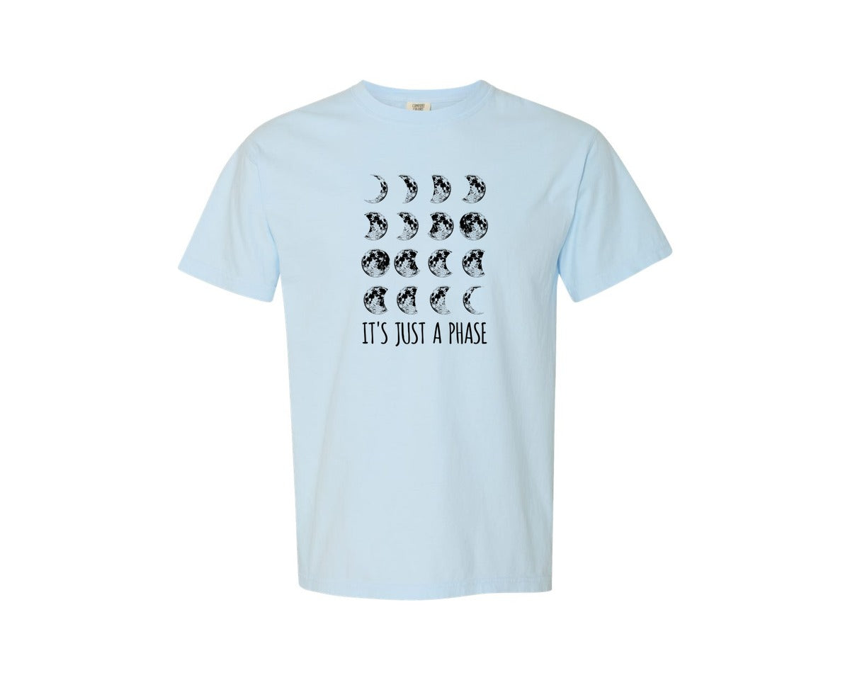 brand:Comfort Colors|color:Chambray|Its Just A Phase Moon Phase Vector 2 Graphic T-Shirt
