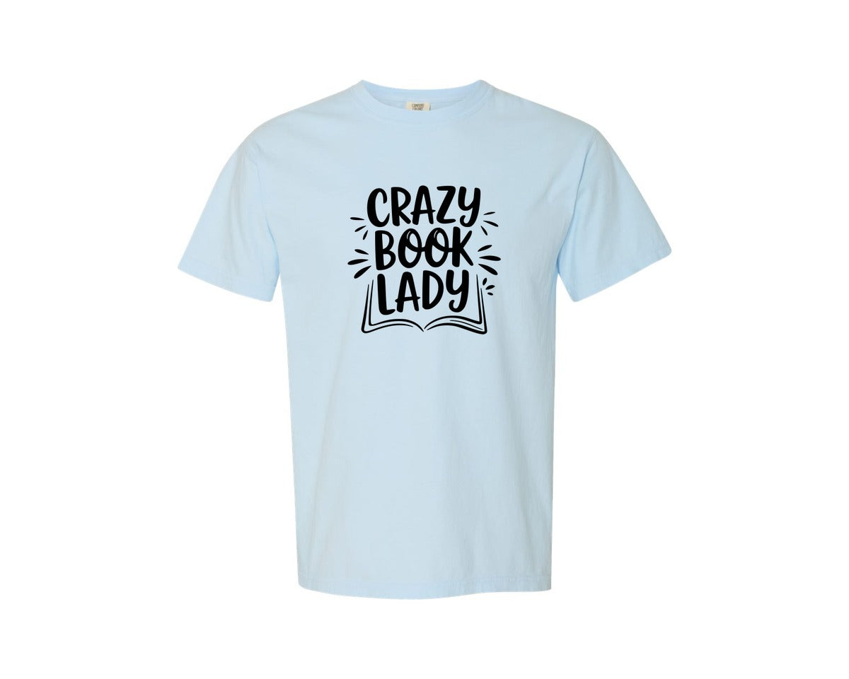 brand:Comfort Colors|color:Chambray|Crazy Book Lady T Shirt Design 4 Graphic T-Shirt