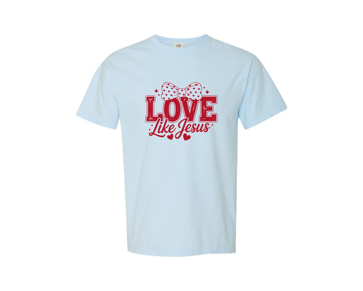 brand:Comfort Colors|color:Chambray|Love Like Jesus Valentine 5 Graphic T-Shirt