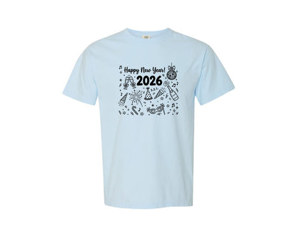 brand:Comfort Colors|color:Chambray|Coquette New Year 2026 New Year Eve Graphic T-Shirt