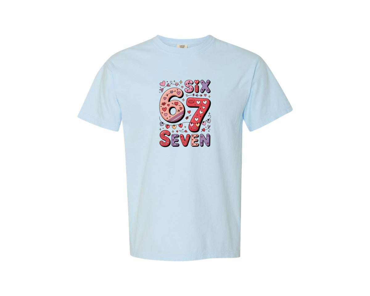brand:Comfort Colors|color:Chambray|Cute 67 Valentine Love Shirt Graphic T-Shirt