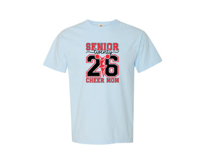 brand:Comfort Colors|color:Chambray|Senior Cheer Mom 2026 Senior 2026 Graphic T-Shirt