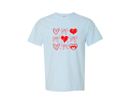 brand:Comfort Colors|color:Chambray|Valentine Coquette Heart Xoxo Graphic T-Shirt