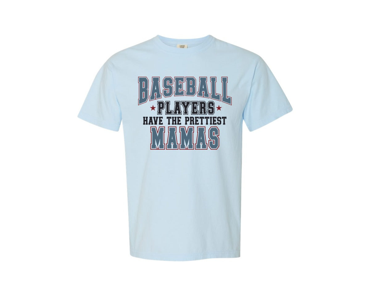 brand:Comfort Colors|color:Chambray|Baseball Mamas Funny Sports Mom Graphic T-Shirt