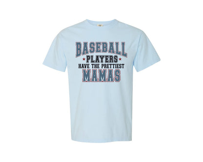 brand:Comfort Colors|color:Chambray|Baseball Mamas Funny Sports Mom Graphic T-Shirt