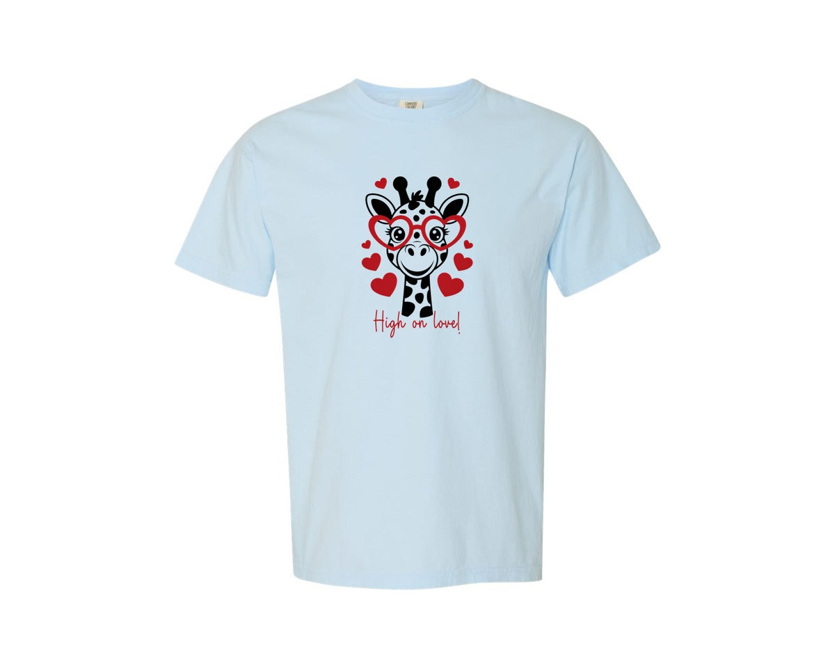 brand:Comfort Colors|color:Chambray|High On Love Valentine Design Graphic T-Shirt