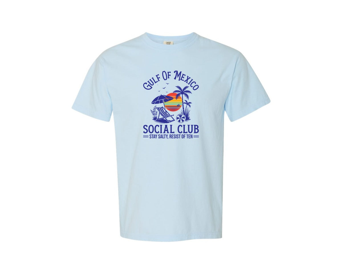 brand:Comfort Colors|color:Chambray|Gulf Of Mexico Social Club Stay Salty Graphic T-Shirt