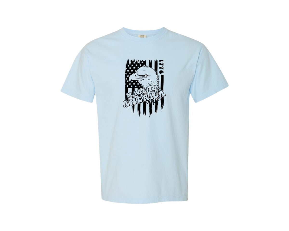 brand:Comfort Colors|color:Chambray|Made In America 4Th Of July Shirt Graphic T-Shirt