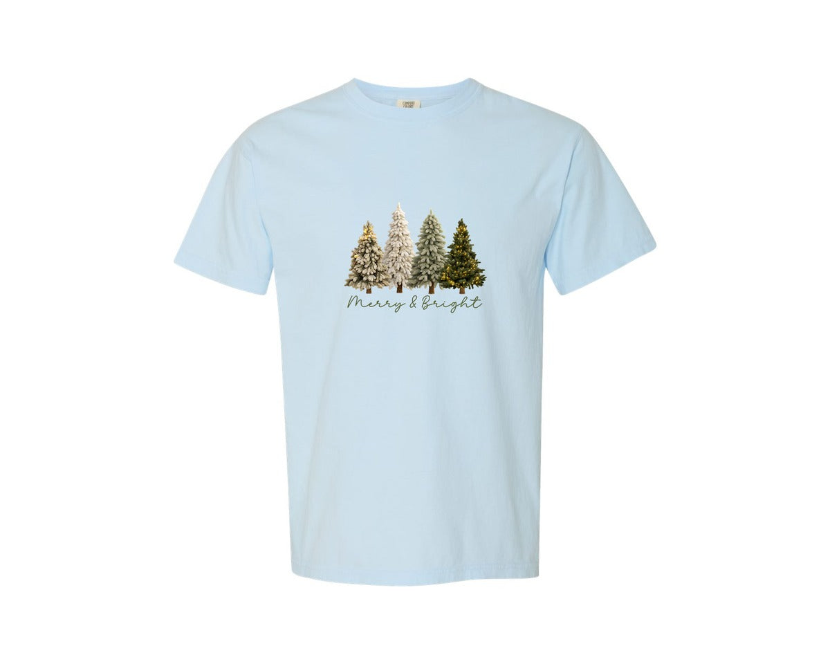 brand:Comfort Colors|color:Chambray|Merry And Bright Faux Yarn Christmas 10 Graphic T-Shirt