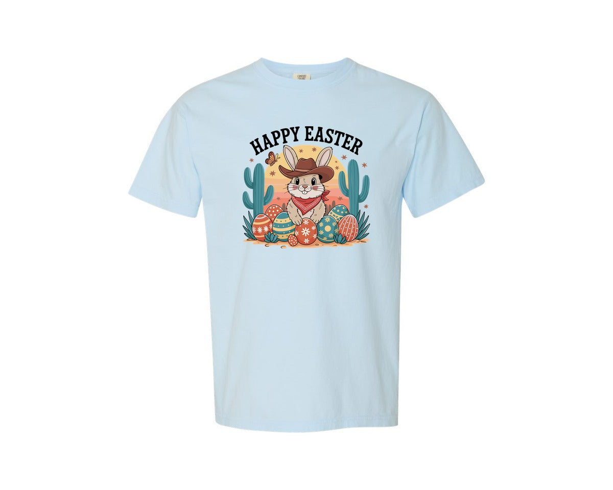 brand:Comfort Colors|color:Chambray|Cowboy Easter Bunny Graphic T-Shirt