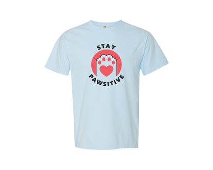 brand:Comfort Colors|color:Chambray|Stay Pawsitive 10 Graphic T-Shirt