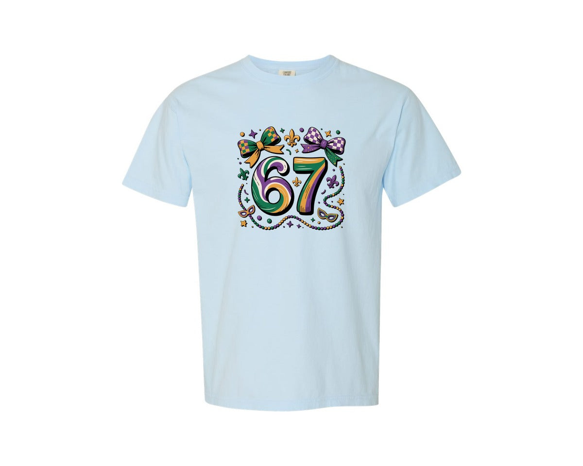 brand:Comfort Colors|color:Chambray|Mardi Gras 6 7 Preppy Coquette 2 Graphic T-Shirt