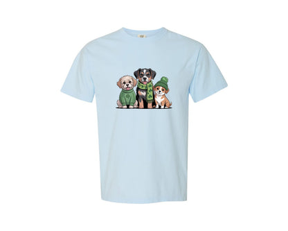 brand:Comfort Colors|color:Chambray|St Patricks Day Dogs Shamrock Dog Graphic T-Shirt