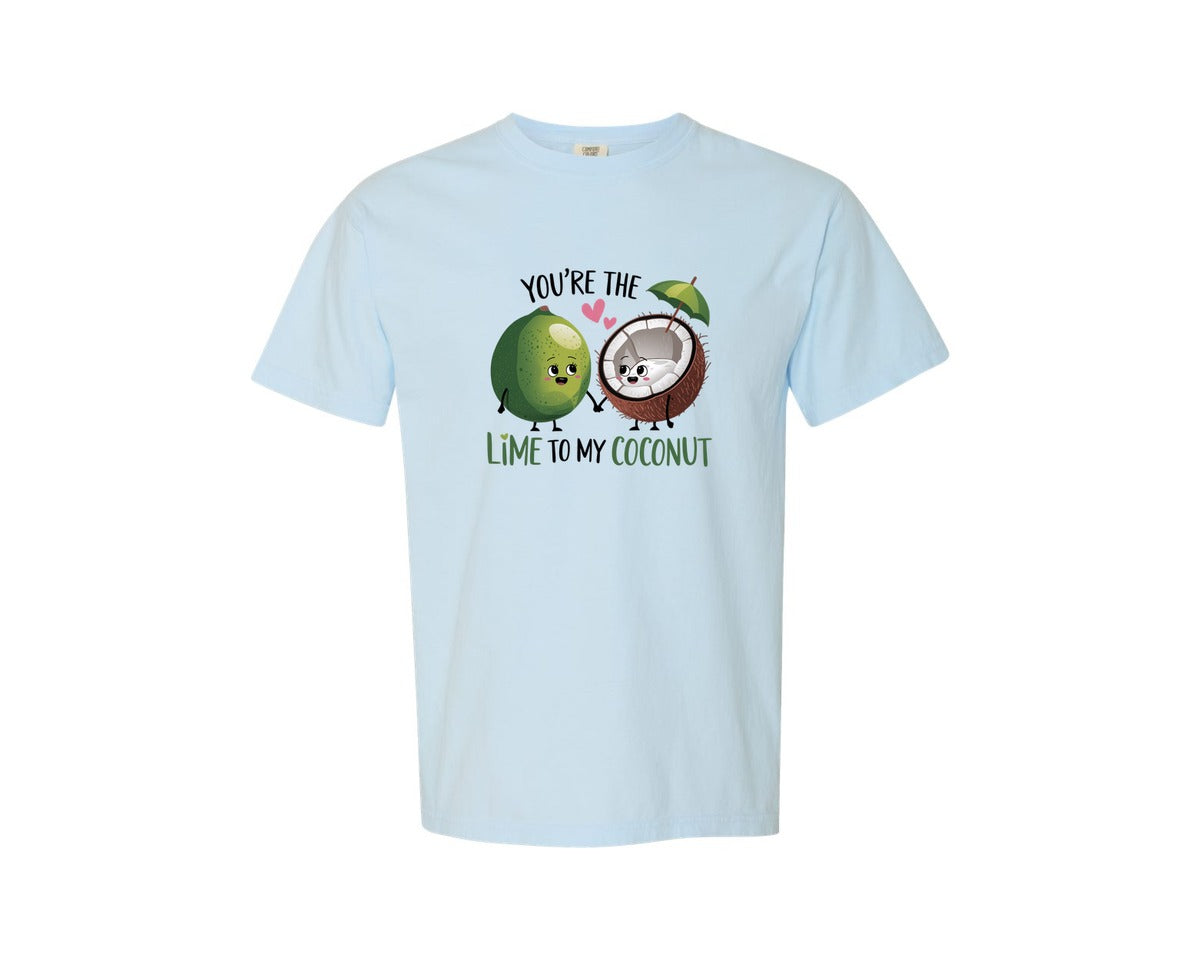 brand:Comfort Colors|color:Chambray|Lime To My Coconut Funny Valentine 2 Graphic T-Shirt